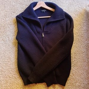 Navy blue A.P.C zip up cardigan size s
